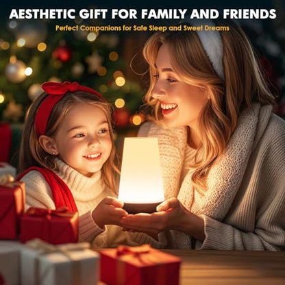 Auxmir Rechargeable LED Night Light, Touch & Remote Control Bedside Lamp with 13 Colors, 5 Brightness Levels, Portable Table Lamp for Kids Baby Nursery, Bedroom, Bathroom, Camping, Light Brown - color: Light Brown