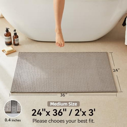 Triohero Bathroom Rugs Non Slip Washable, Super Absorbent Thin Bath Mat Quick Dry Low Pile Bathroom Rug, Beige 24"x36" - color: Beige, size: 24"x36"