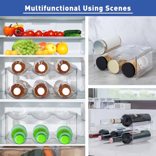 Stackable Water Bottle Organizer for Cabinet, Plastic Bottle Holder Designed for Starbucks Studded Tumblers up to 40oz, Plastic Cup Holder&Wine Rack for Pantry,Cupboard- 2 Layers Hold 6 Bottles - size: 2 layers