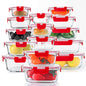 KOMUEE 30 Pieces Glass Food Storage Containers Set, Meal Prep Containers Set with Snap Locking Lids, Airtight Glass Lunch Containers, Microwave, Oven, Freezer & Dishwasher, Red - color: Red
