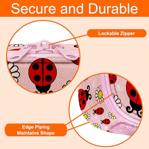 Medium Travel Pill Bottle Organizer, Child Medicine Bag with Zipper Toy, Carrier for Kids Medications and Medical Supplies - Lady Bugs - color: - M Kid Lady Bugs