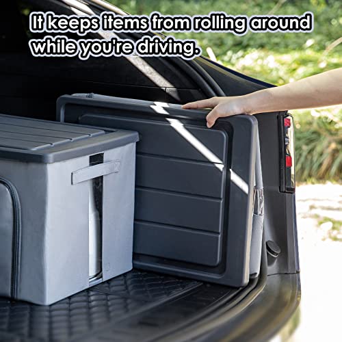SHIMOYAMA Trunk Organizer for Camping Gear, 68L Foldable Fabric Car Container with a Lid, 20 Gallon Storage Box for Picnic, Camp, SUV, Jeep, Gray
