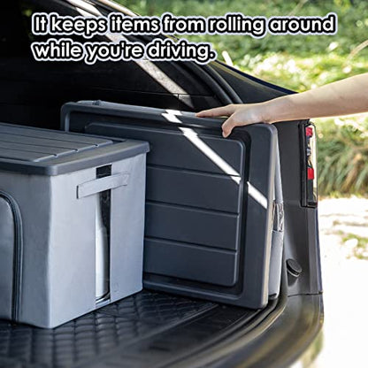 SHIMOYAMA Trunk Organizer for Camping Gear, 68L Foldable Fabric Car Container with a Lid, 20 Gallon Storage Box for Picnic, Camp, SUV, Jeep, Gray