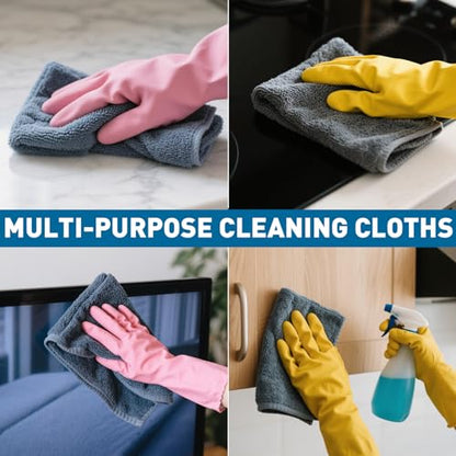 TEAWOO Microfiber Cleaning Cloths Bulk Pack-15 Pack, Microfiber Towels Bulk, Towels for Cars, Cleaning Rags Gray (12x12 inches) - color: Gray