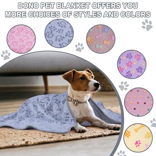 Dono 1 Pack 3 Dog Blankets, Soft Fluffy Fleece Pet Blanket Warm Sleep Mat Paw Print Design Puppy Kitten Throw Blankets Doggy Blanket for Dogs - color: Grey Bone, size: Large(41*31")