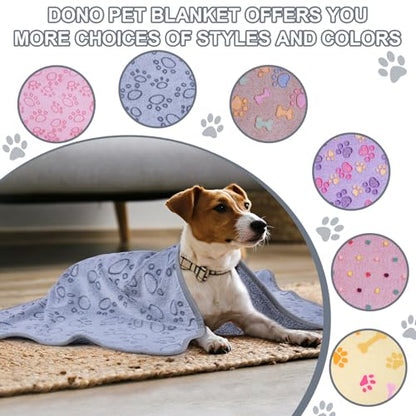 Dono 1 Pack 3 Dog Blankets, Soft Fluffy Fleece Pet Blanket Warm Sleep Mat Paw Print Design Puppy Kitten Throw Blankets Doggy Blanket for Dogs - color: Grey Bone, size: Large(41*31")