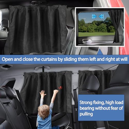 XCBYT Car Window Shades - 2 Pack Side Window Sun Shade Privacy Curtains Upgrade Anti-Fallout Hook 99% Light Block Keeps Cooler Car Blackout Covers for Baby Sleeping Camping Travel Nap - color: Side (2-Pack, Rope-Tie)