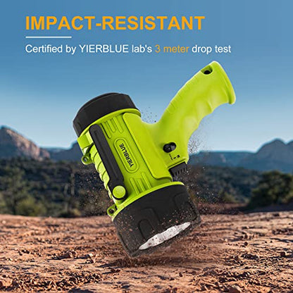 YIERBLUE Rechargeable Spotlight Flashlight with 2000,000 High Lumen LED, IP67 Waterproof Long Running Spot Light searchlight, Impact Resistant Handheld Spotlight with Foldable Stand and Red Lens - color: Fluoresce-Pro