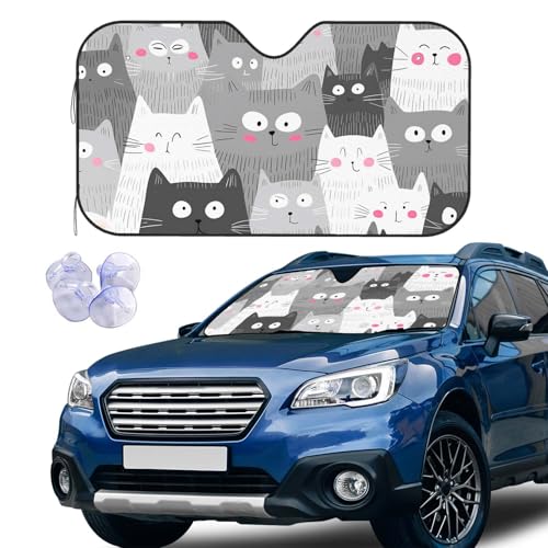 Cartoon Cat Windshield Sun Shade Car Front Window Shades for Car Accessories Sun Heat UV Rays Visor for Universal Cars SUV Truck 51 x 27.5 Inch - color: Cartoon Cat