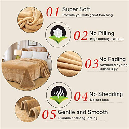 Polar Fleece Throw Blankets Travel Size for The Bed Extra Soft Brush Fabric Super Warm Sofa Throw Blanket 50" x 61"(Camel Travel) - color: Camel, size: Travel (50-Inch-by-61-Inch)
