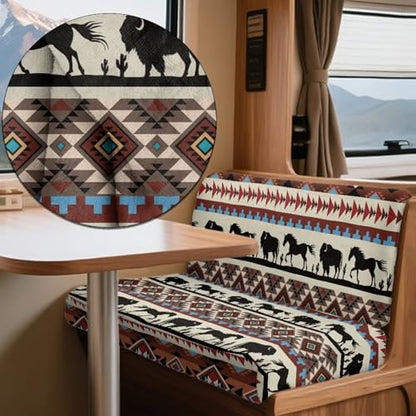 Aztec Southwest American Tribal Pattern 2 Pcs RV Dinette Cushion Covers Thickened Sofa Furniture Protector Breathable Loveseat Sofa Chair Cover Seat Slipover for Travel Trailer Couch - color: Aztec Southwest American Tribal