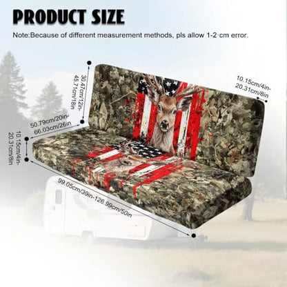 Deer Camo American Flag Pattern 2 Pcs RV Dinette Cushion Covers Washable Camper Cushion Slipcover Thickened Camper Seat Covers Dinette Booth Sofa Slipover for Travel Trailer Couch - color: Deer Camo American Flag
