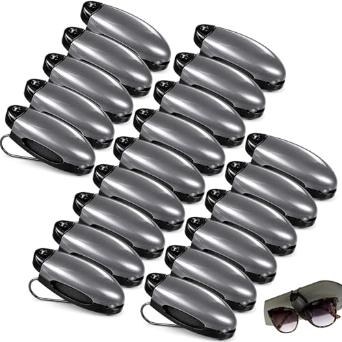 Frienda 5 Pcs Auto Car Vehicle Sun Visor Clip Holder Sunglasses Holder for Eyeglasses Mount Ticket Card Clip for Car Accessories (Gray) - color: Gray