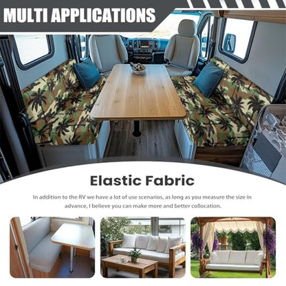 SEANATIVE RV Dinette Cushion Covers Couch Cushion Slipcovers Camo Coconut Tree Camper Cushions Cover Replacement Sofa Slipover for Travel Trailer Couch Backrest Cover & Bench Cover - color: Camo Coconut Tree