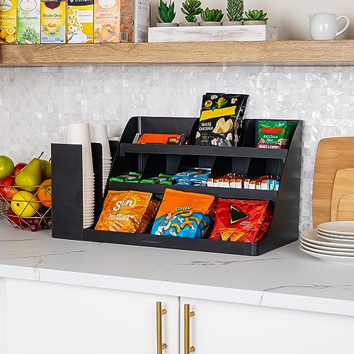 Mind Reader Cup and Condiment Station, Countertop Organizer, Coffee Bar, Kitchen, Stirrers, Black - color: Black
