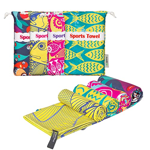 4Monster Quick Dry Beach Towel, Ultra Absorbent Microfiber Travel Towel, Lightweight & Compact for Beach, Swimming, Camping, Pool, Water Sports & Yoga - color: 01multi Color, size: 78.00" x 35.00"