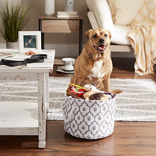 Bone Dry Pet Storage Collection Lattice Paw Print, Small Round, White/Gray - color: White/Gray, size: Small Round