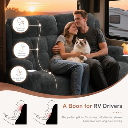 RV Loveseat Recliner Sofa, Reclining Loveseats Couch for RV Furniture, Home Theater Seating with Massage, USB, Insert Pockets, Cup Holders, 150° Wall Hugger RV Recliners Sleeper Sofa - color: Velvety Gray, size: Loveseat-G1