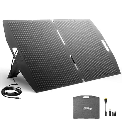 LVYUAN 100W Portable Solar Panel for Power Station, Foldable Solar Panel 23.5% Mono Cell with ETFE, IP65 P-PERC with 4-in-1 Adapter Battery Charger for Outdoor Camping Van RV Trip - size: 100 Watt Folding Solar Panel