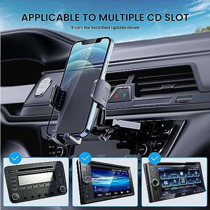 Phone Mount for Car Phone Holder Mount Upgraded Metal CD Slot Phone Holder Car Cell Phone Holder Thick Cases Friendly iPhone Holder for Car Mount for CD Player Fit for All iPhone Smartphone - style: CD