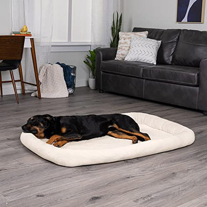 Furhaven Dog Bed for Large Dogs, 100% Washable, Sized to Fit Crates - Sherpa Fleece Bolster Crate Pad - Cream, Jumbo/XXL - color: Cream, size: Jumbo (XX-Large)