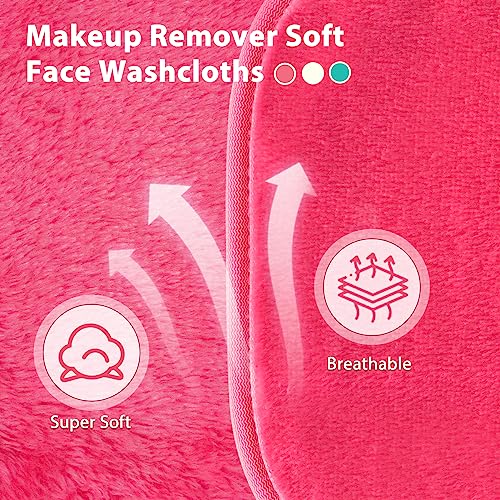 NATWAG | Reusable Update Makeup Removing Microfiber Cloth for Sensitive Skin | Washable Makeup Remover Towels | Natural Facial Cleansing Towels (6”x 6”, 12 Pack/Pink) - color: Pink