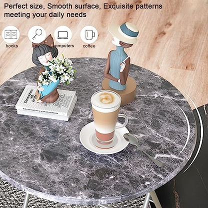 Round Folding TV Tray/TV Trays Dinner Snack Trays Table,Portable Foldable Table Small Sofa Bedside Tables with Light Weight, 17.5 x 17.5 x 26 in(Black Marble) - color: Black Marble, size: 1pc