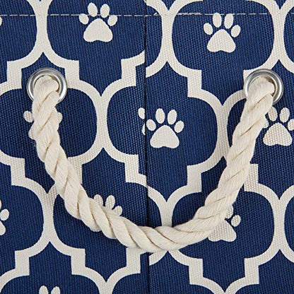 Bone Dry Pet Storage Collection Lattice Paw Print, Nautical Blue, Small Round - color: Nautical Blue, size: Small Round