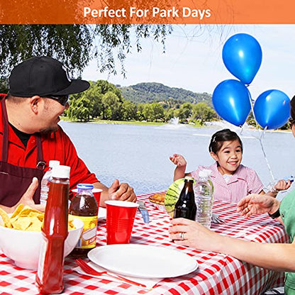 8ft Picnic Table and Bench Cover, Camping Essentials RV Gear, 96 in Waterproof Windproof Outdoor Elastic All Around Tablecloth, Fitted Rectangle Tables and Seats, Red-White Checkered - color: Red-white Checkered, size: 96"