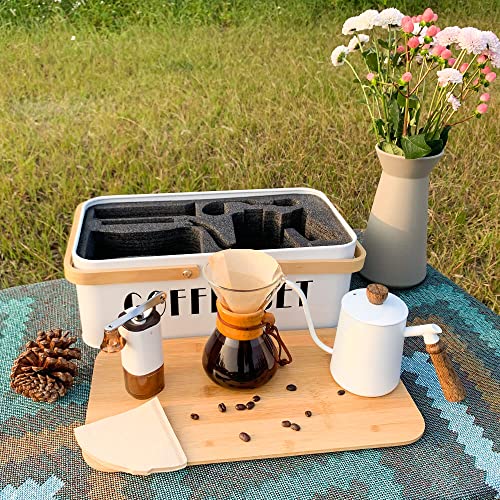 SOTECH Pour Over Coffee Maker Set Pour Over Coffee Dripper Manual Coffee Mill Grinder glass pour over coffee maker - color: White
