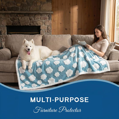 Waterproof Pet Blanket,Dog Bed Covers Couch Sofa Stylish Jacquard Pets Throw Blankets for Puppy Cats Washable Reversible Furniture Protection Covers (Blue Cloud,S) - color: Blue Cloud, size: S-71*100cm(28*40in)