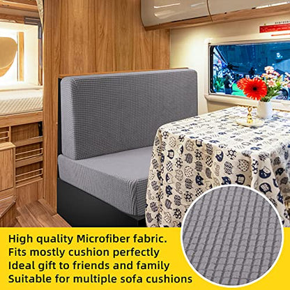 Tlswshsy RV Dinette Cushion Covers-Stretchable Loveseat Sofa Furniture Protector -Elastic Camper Cushion Slipcoversfor RV Camper Car Bench (Grey) - color: Grey