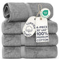 Chakir Turkish Linens 4 Piece Extra Large Bath Towels, 100% Cotton Luxury Turkish Towels for Bathroom, Soft Absorbent Bath Towels, 30 x 60 Inches, Gray - color: Gray