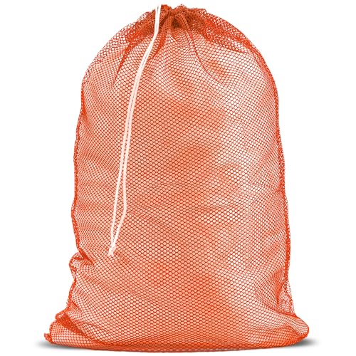 Handy Laundry Mesh XL Laundry Bag - Durable, Machine Washable with Secure Drawstring Closure - Perfect for College Dorms, Laundromats, Apartments (Orange, Large 24" x 36") - color: Orange