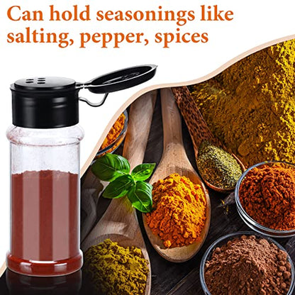 Amyhill 100 Pcs Plastic Spice Bottles Spice Jars Seasoning Jars Shaker Plastic Jars 3.3 Oz/ 100ml Seasoning Shaker with Shaker Lids(Black Lid) - color: Black Lid