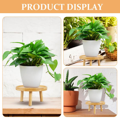 DOITOOL 5 Inch Small Indoor Plant Stand for Flower Pots Round Wooden Plant Stool Pedestal Succulent Holder Display Riser for Tabletops Living Rooms Bonsai and Home Decor