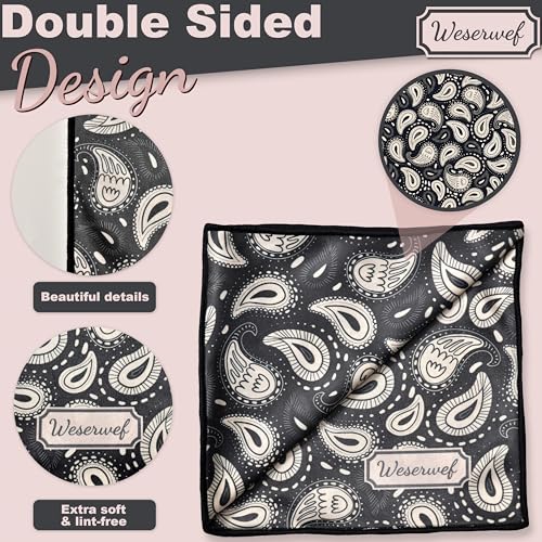 WESERWEF Design Microfiber Glasses Cleaning Cloth – Premium Cleaning Cloth for Eyeglasses, Screens, Tablets, Cameras & Lenses, 12" x 12", Ultra-Soft & Scratch-Free (Doodle) - color: doodle