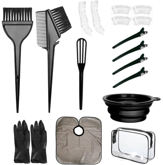 Hair Dye Color Brush and Bowl Set, Color Bowl Brushes Tool Mixing Bowl Kit Tint Comb for Hair Tint Dying Coloring Applicator (Gray&Black) - color: Gray&Black