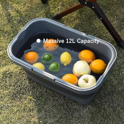 PicnicPro 2-in-1 Foldable Basket & Table Lightweight Collapsible Storage Organizer with Carrying Handle, Portable Picnic Basket with Tabletop, Space-Saving for Beach Camping Car Boot & Home