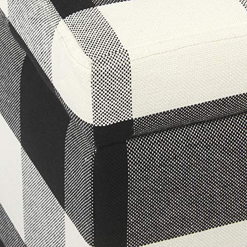 HomePop 36" Storage Ottoman Bench with Hinged Lid - Black Buffalo Plaid - color: Black Plaid
