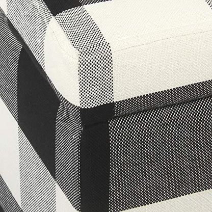HomePop 36" Storage Ottoman Bench with Hinged Lid - Black Buffalo Plaid - color: Black Plaid