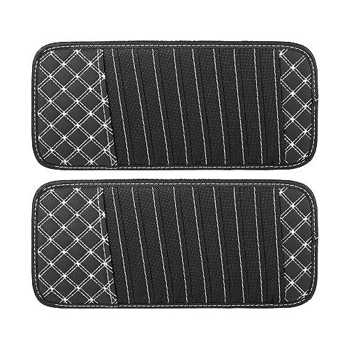 X AUTOHAUX 2pcs Car CD Visor Storage Cases Vehicle Sun Visor Organizer with 10 DVD Storage Sleeves Black with White Line - color: White