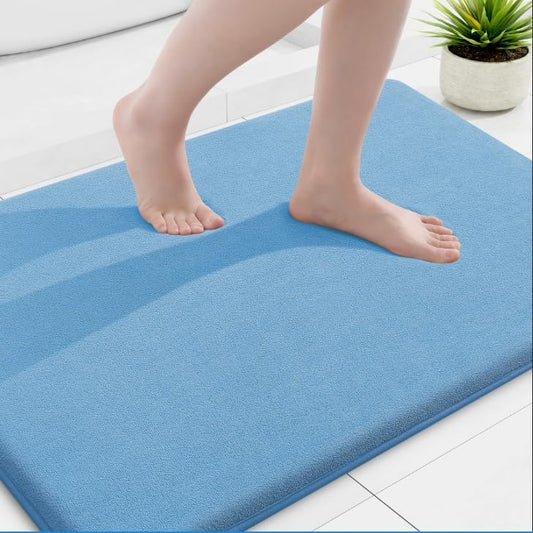 Smiry Memory Foam Bath Mat 36x24, Extra Soft and Absorbent Bathroom Mats, Non Slip Washable Carpet for Floor, Shower and Tub, Blue - color: Blue, size: 36" X 24"