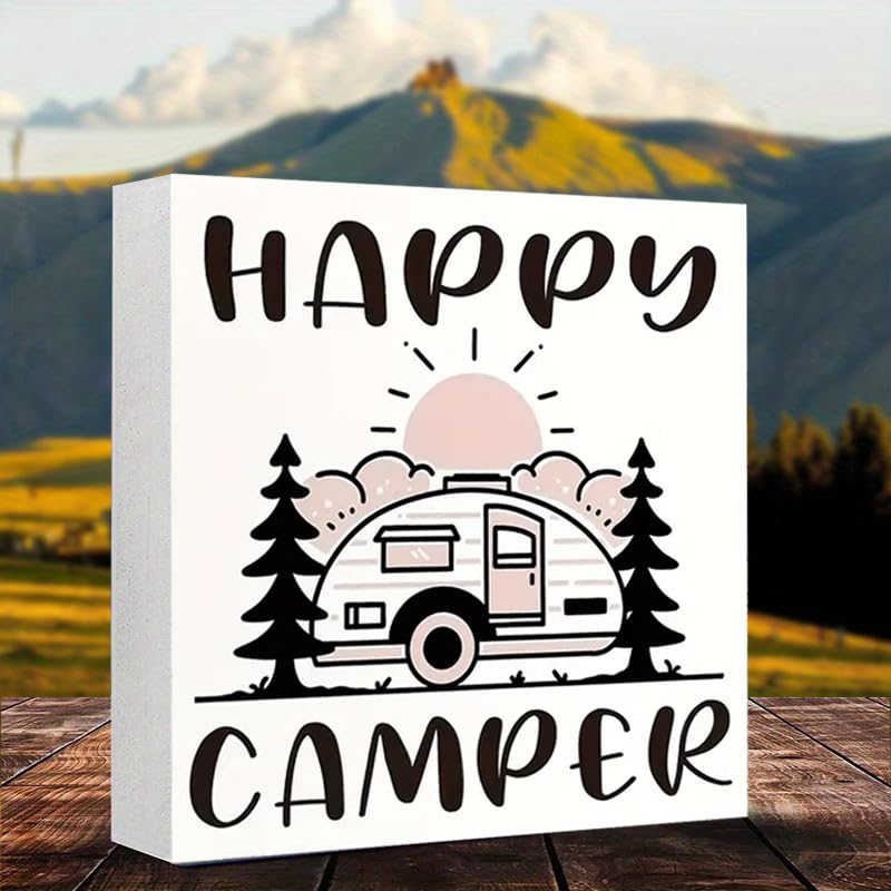 1pc Retro Style Camping-themed PVC Decorative Sign and Plaque, Suitable for Christmas Desktop Decor, Kitchen, Bathroom, Office, Farmhouse Home Decor, Ideal Present for Birthday, Halloween Thanksgiving (style A)