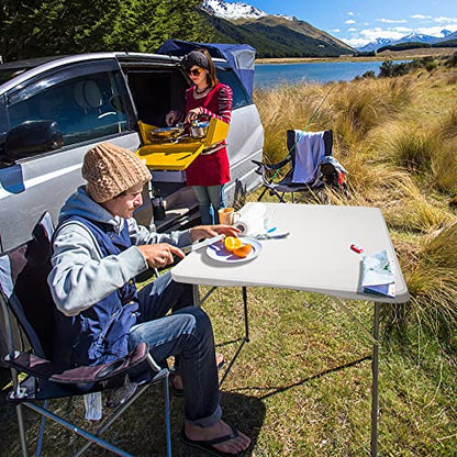 FORUP Folding Utility Table, 4ft Fold-in-Half Portable Plastic Picnic Party Dining Camp Table - size: 4 ft