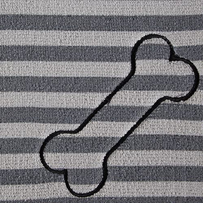 Bone Dry Machine Washable, Ultra Absorbent Pet Mat, 12x18, Gray Stripe (Pack of 2) - color: Gray Stripe, size: 12"L x 18"W (Pack of 2)