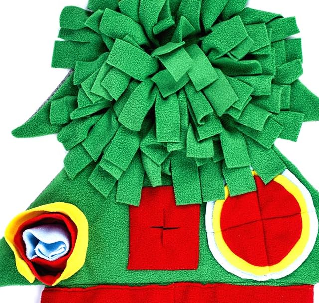 Ferret Cats Snuffle Mat Fleece Foraging Mats Interactive Feeding Toy Small Animal Rabbit Guinea Pig Rat Hamster Anti Slip Treat Dispenser Slow Feeder (Christmas Tree) - color: Christmas Tree