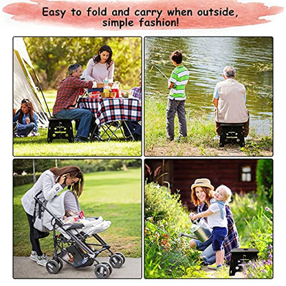 Kids Folding Step Stool for Toddlers – Safety Lock to Stable (1 Black) - color: Only Black