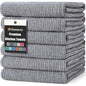 Homaxy Premium Kitchen Towels(18”x 28”, 6 Pack), Large Cotton Kitchen Hand Towels, Flat and Terry Dish Towels, 380 GSM Highly Absorbent Tea Towel Set with Hanging Loop, Grey - color: Grey, style: 6-pack