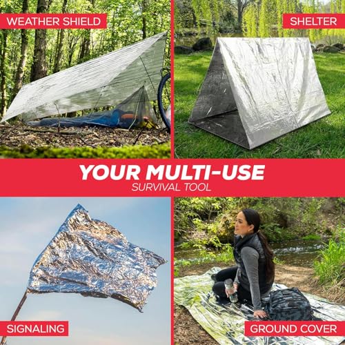 Emergency Blankets for Survival Gear and Equipment x6, Space Blanket, Mylar Blankets, Thermal Blanket, Survival Blanket, Survival Kits Emergency Kit, Emergency Supplies, Foil Blanket Camping Shelter - size: 6 pack